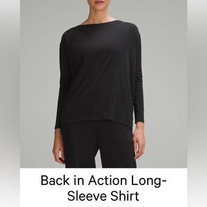 Lululemon Back In Action 3/4 length sleeved black T- shirt